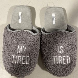 My tired is tired fabric embroidered slippers